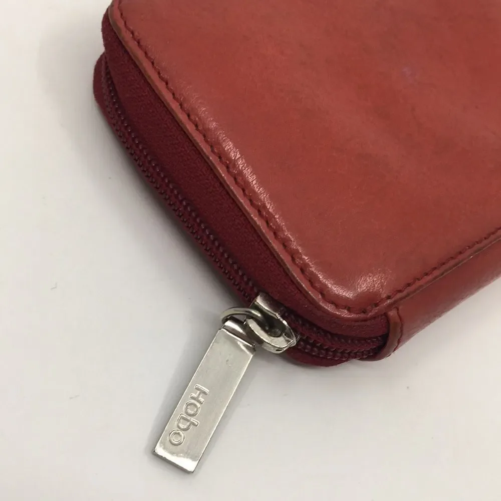 Hobo International Red Leather Zippy Accordion Zip Around Wallet